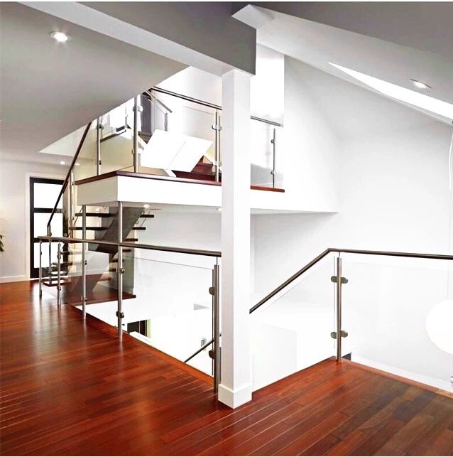 indoor staircase 2 inch stainless steel glass railings