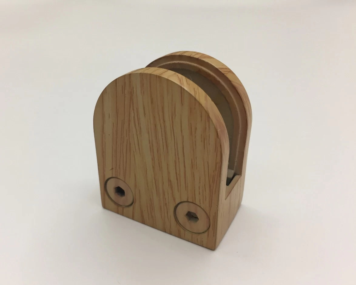 new design wood grain surface or black color D shape glass clamp