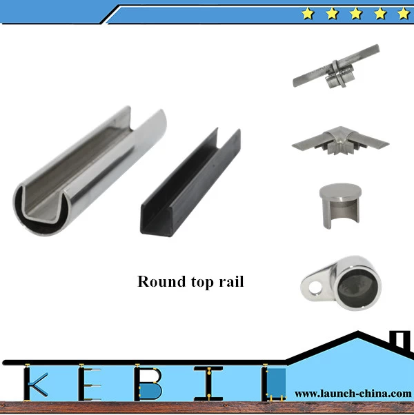 round top rail for outside glass fence