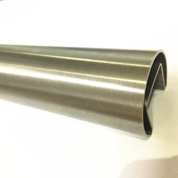 satin finish round 42.4mm groove handrail tubing with 24x24mm groove