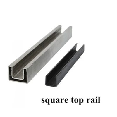 square slotted top rail for 12mm glass balcony railing