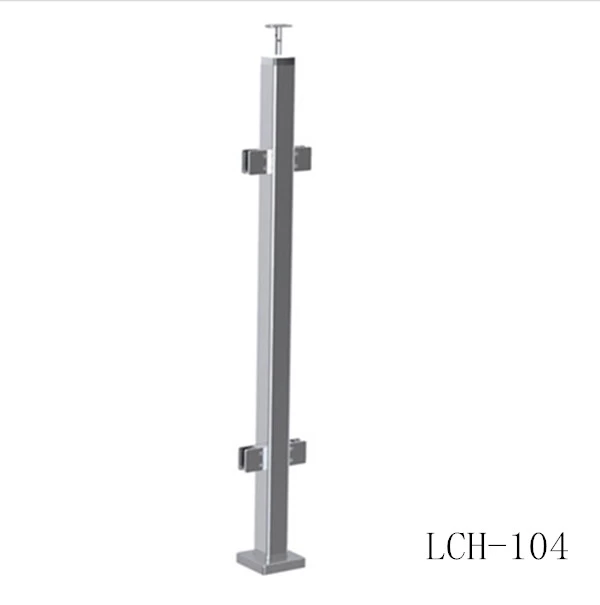 stainless steel glass railing post square 180 degree