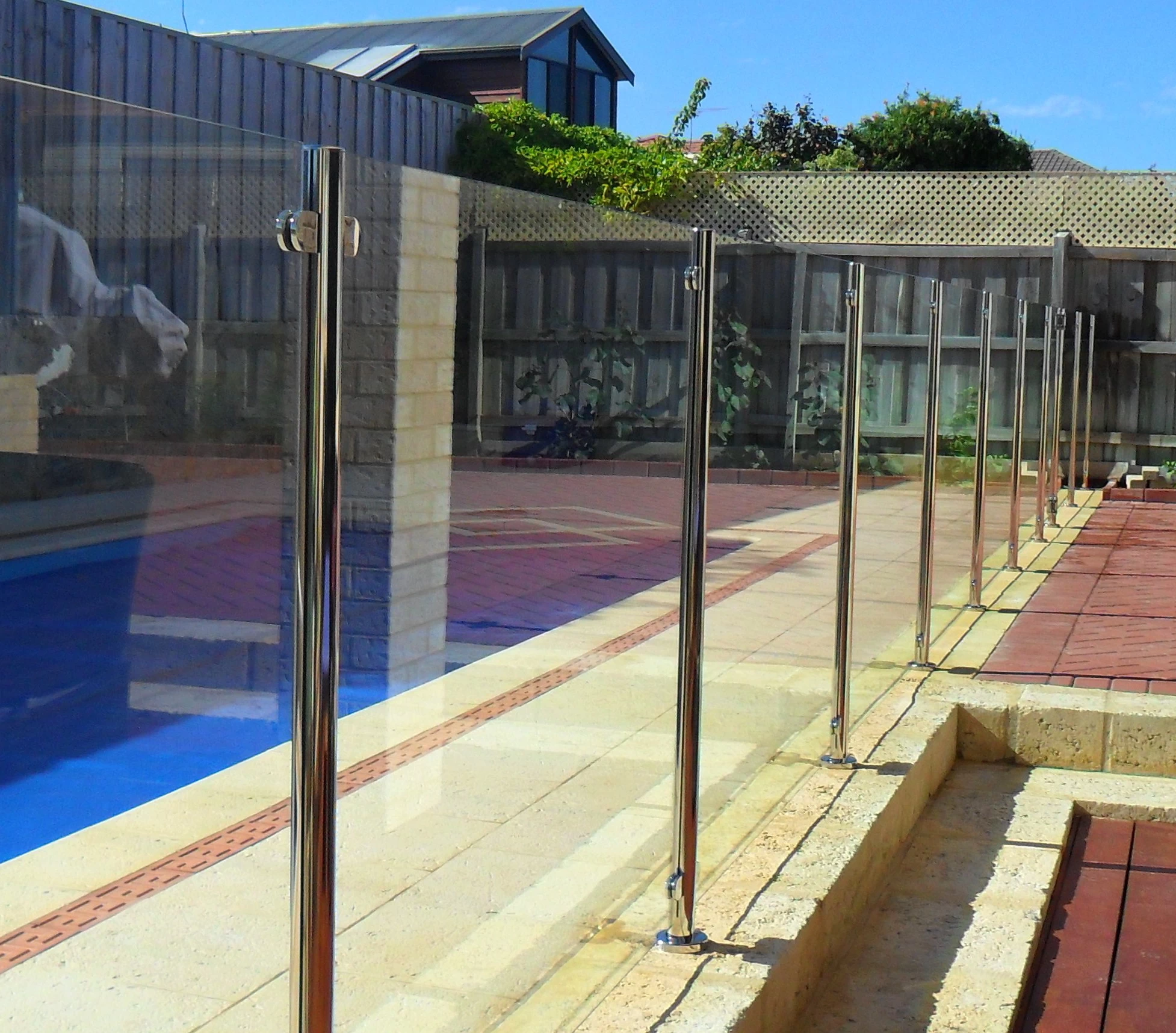 stainless steel post design semi frame pool glass fencing
