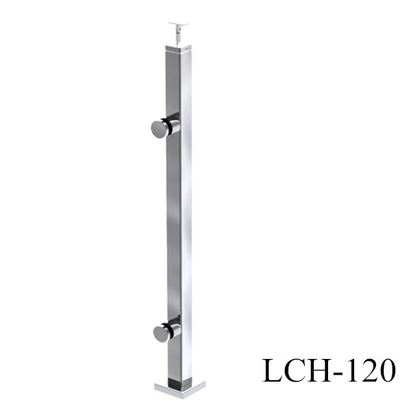 stainless steel railing post with standoff bracket to hold 8-13.52mm glass