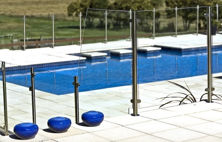 aço inoxidável piscina esgrima vidro semi frameless