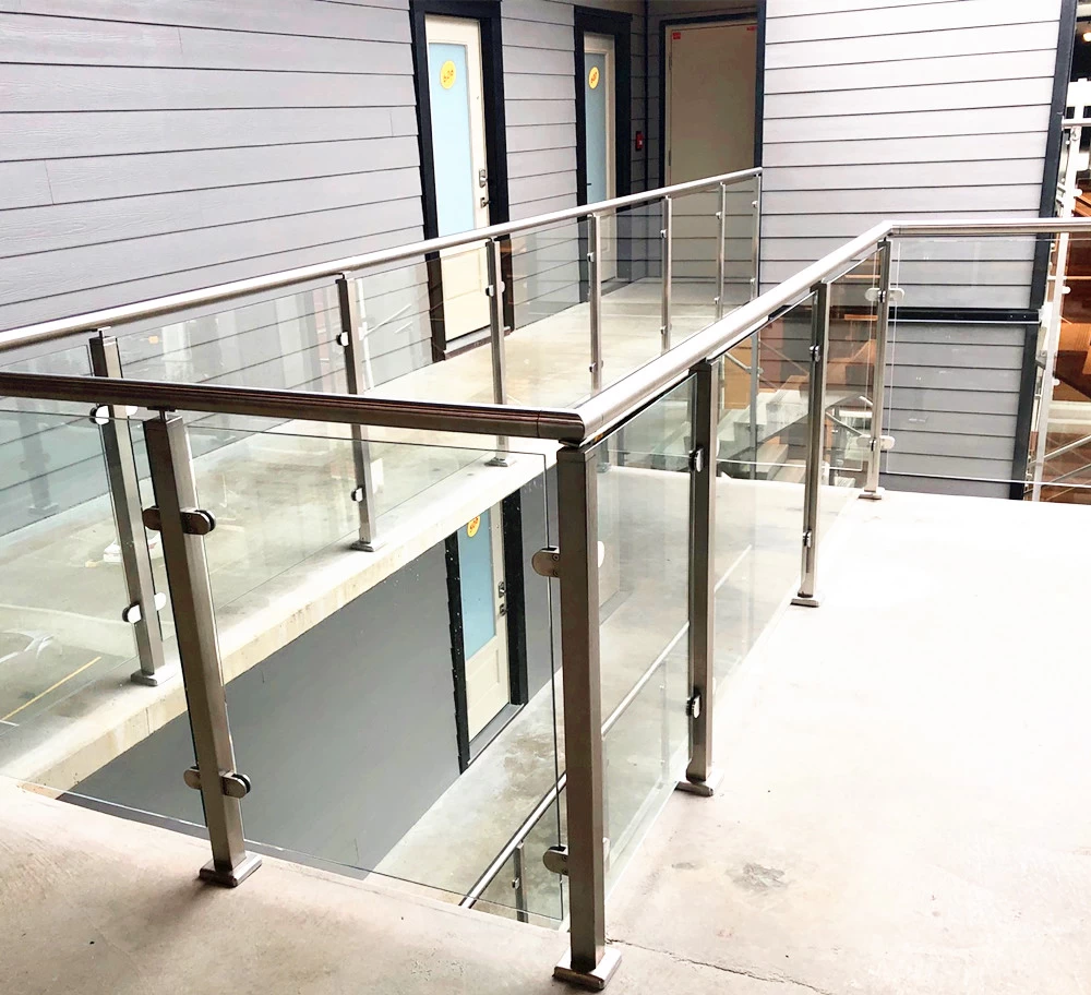stainless steel square glass balustrade for hotel