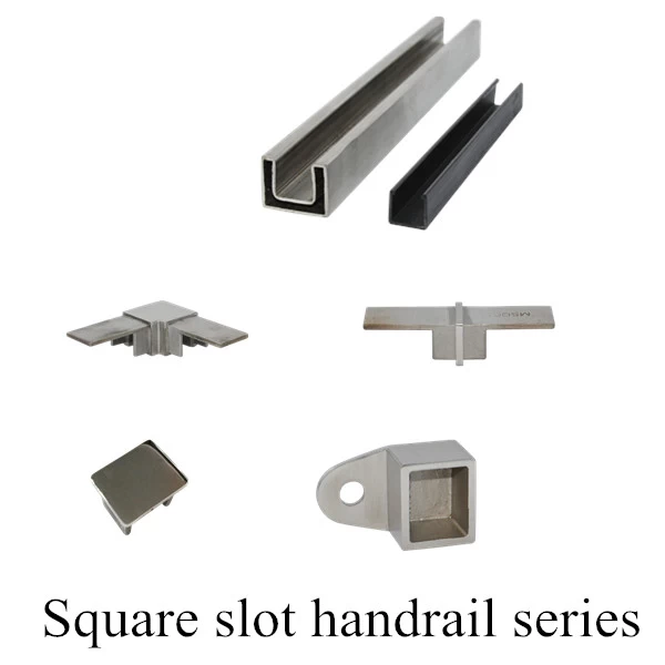 stainless steel top square slot handrail fittings for 12mm glass fence
