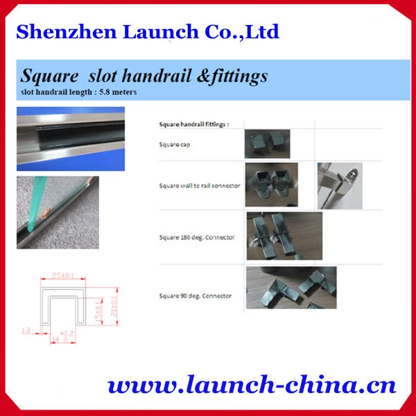 stainless steel top square slot handrail fittings for 12mm glass fence