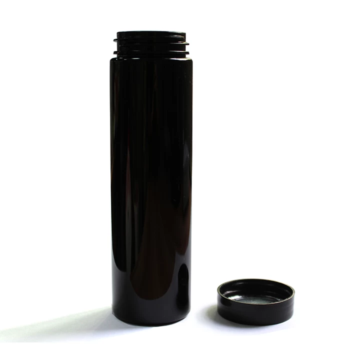 5oz black pet cylinder bottle with cap