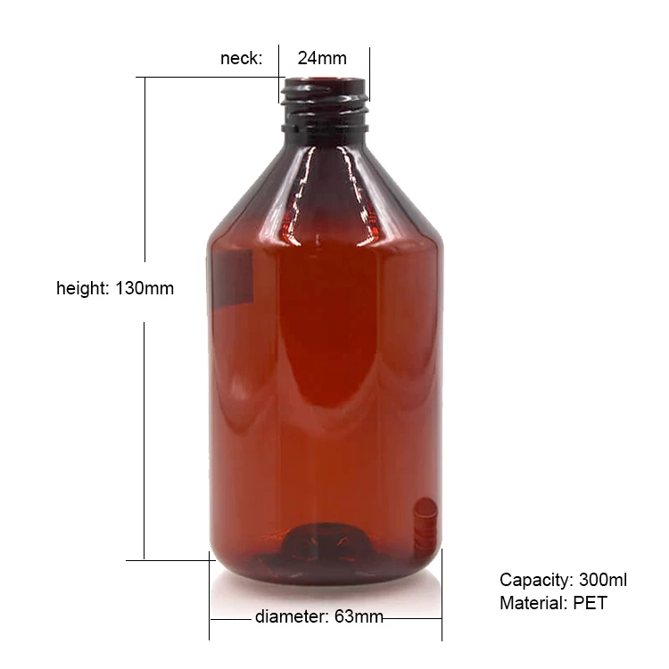 300ml amber plastic bottle size