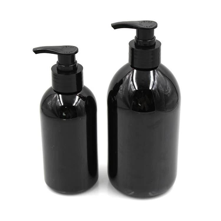 8oz 16oz black boston round pump bottle