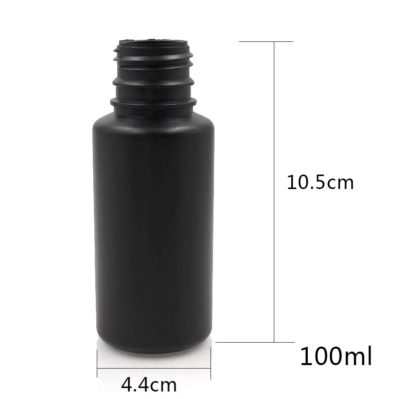 100ml black bottle plastic size