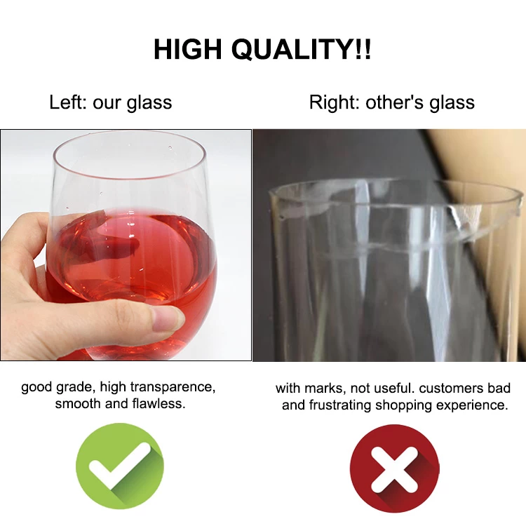 high quality of stemless champagne plastic flute