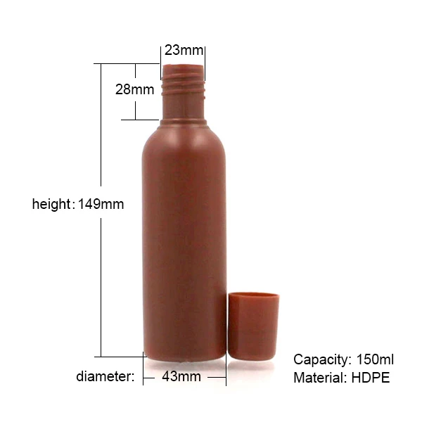 150ml cosmetic plastic bottle size