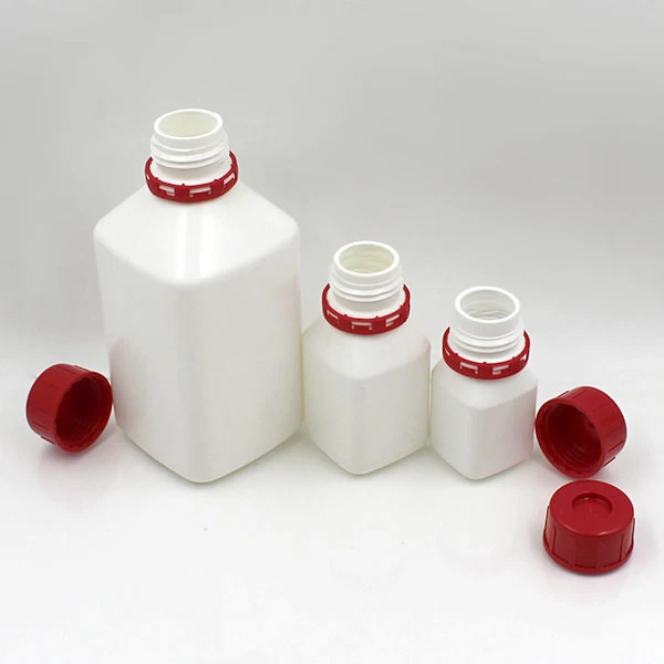 white HDPE chemical plastic bottle