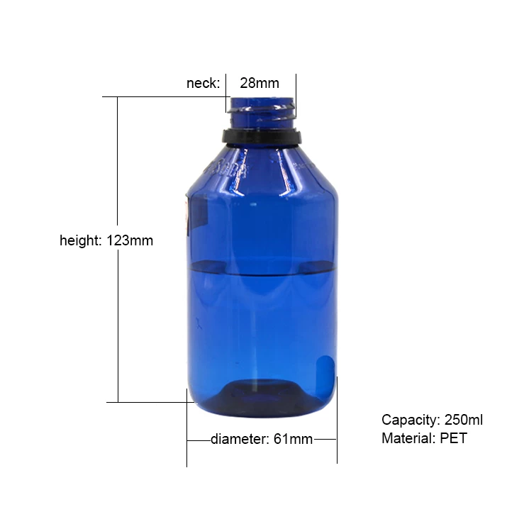 250ml blue PET bottle