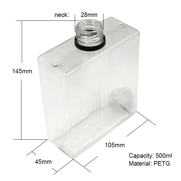 500ml plastic square PETG bottle