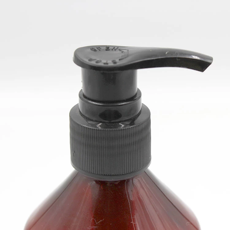 amber pump plastic bottle