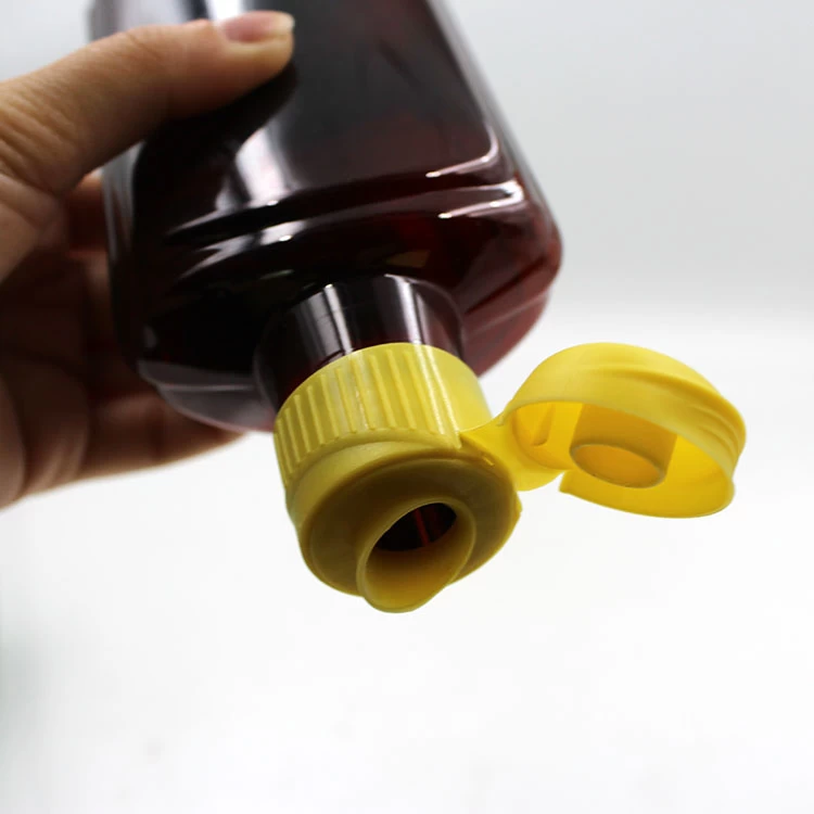 PET syrup bottle with flip top cap