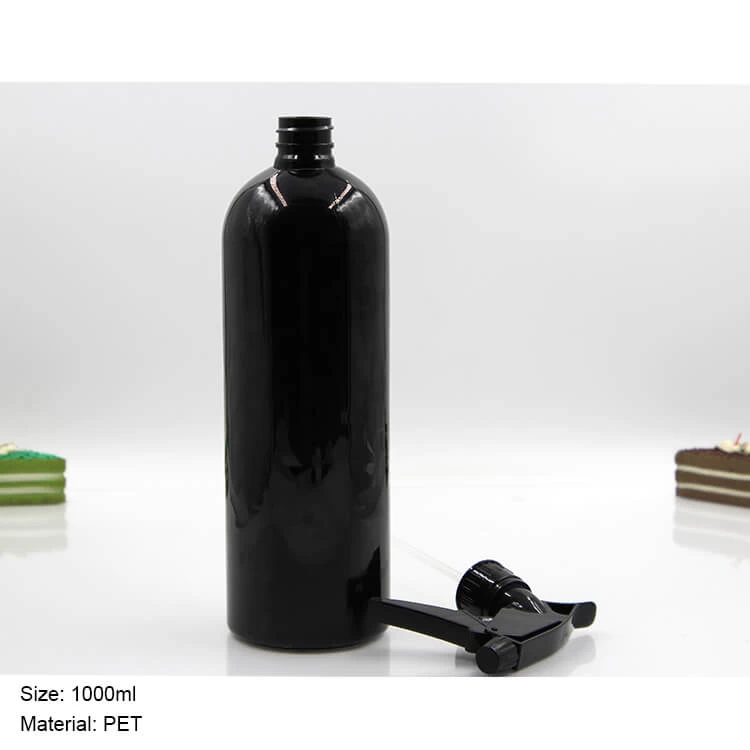 black PET bottle with trigger spray