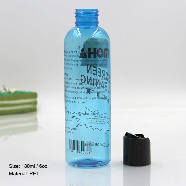 180 ml clear blue cosmetic packaging plastic bottle