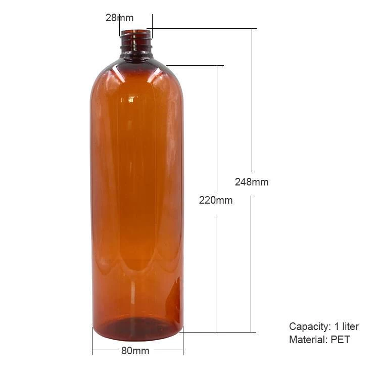 1 L amber boston round bottle