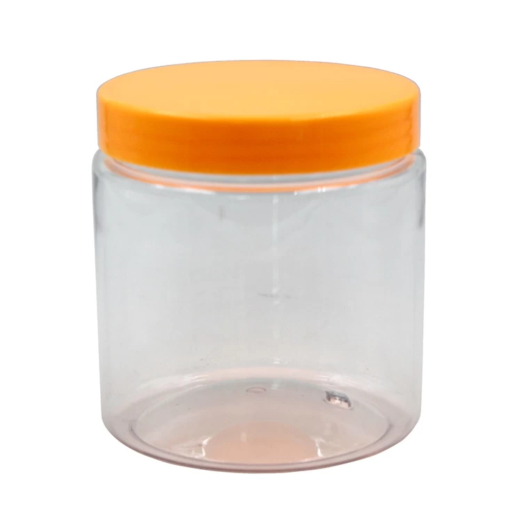 clear 600ml PET jar with plasic cap