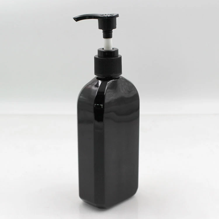 black 8oz flat cosmetic lotion pump bottle