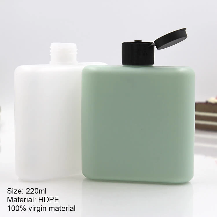 China 220ML Flat HDPE Cosmetic Plastic Bottle manufacturer