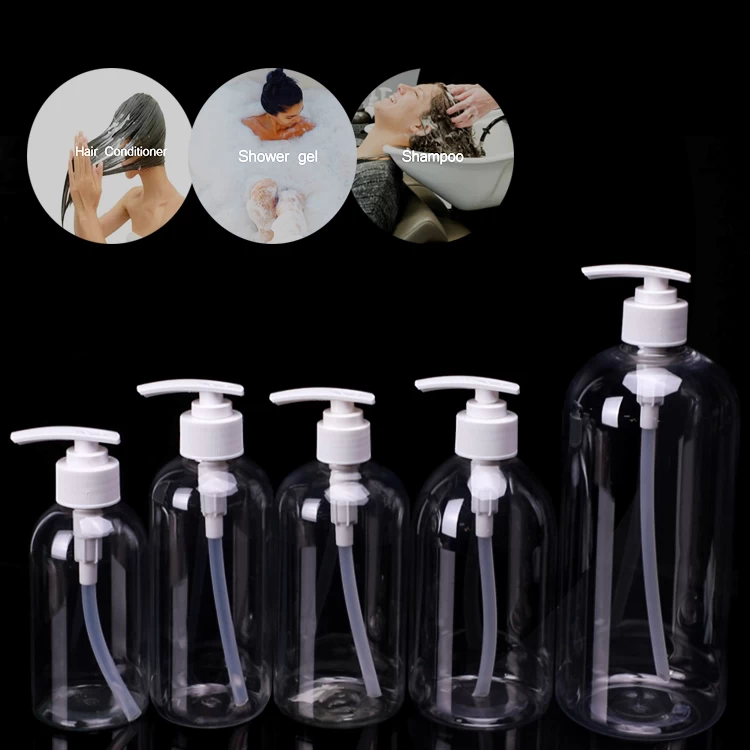 250ml 350ml 400ml 500ml 1000ml PET Clear Shampoo Plastic Pump Bottle