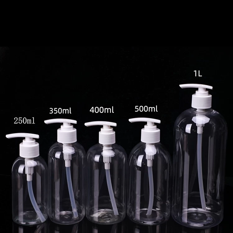 250ml 350ml 400ml 500ml 1000ml PET bouteille de pompe en plastique de shampooing clair