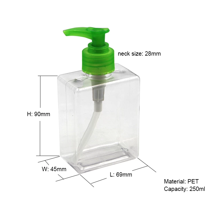 250ML Rectangle Square Lotion Pump Bottle