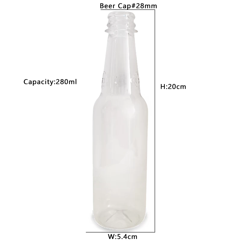 长颈透明 PET 塑料酒瓶包装 280ml 塑料瓶