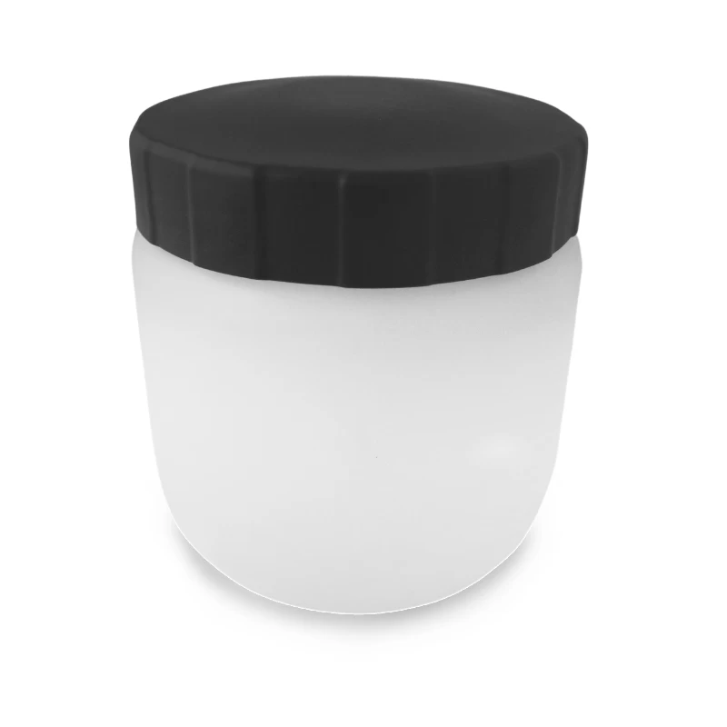 32 盎司 1L 宽口白色磨砂塑料罐，带刻度线