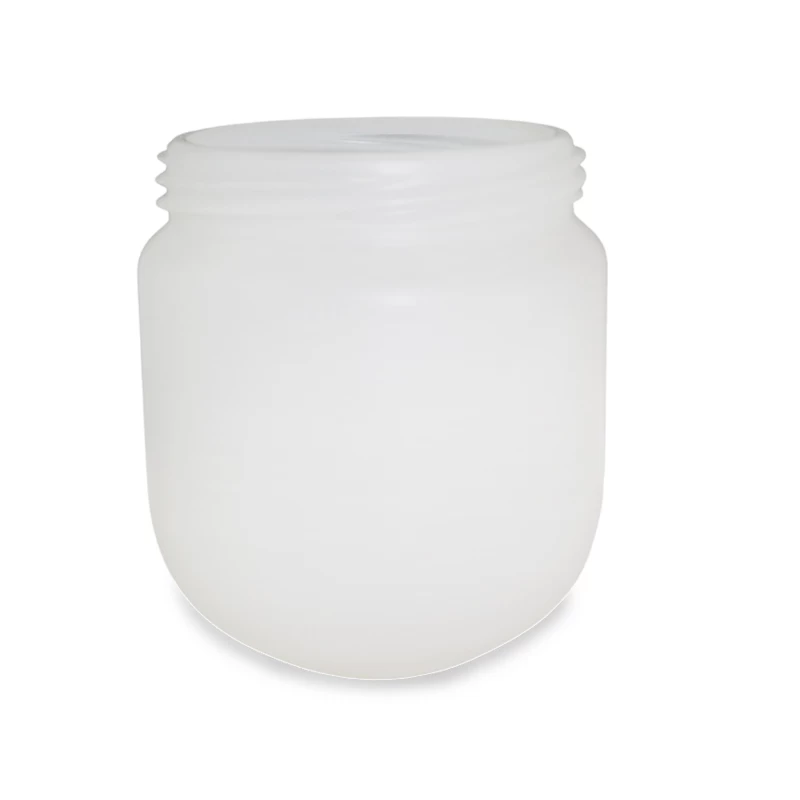 32 盎司 1L 宽口白色磨砂塑料罐，带刻度线