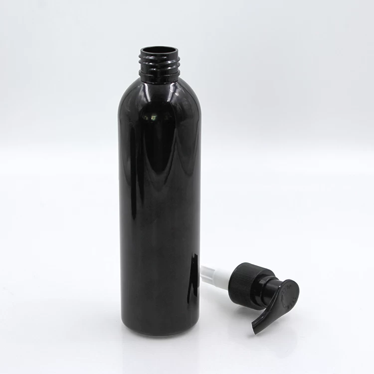 China 8 OZ Boston Round Black Pump Bottle manufacturer