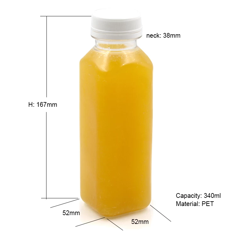 340ML Plastic Juice Bottle With Tamper Proof Cap