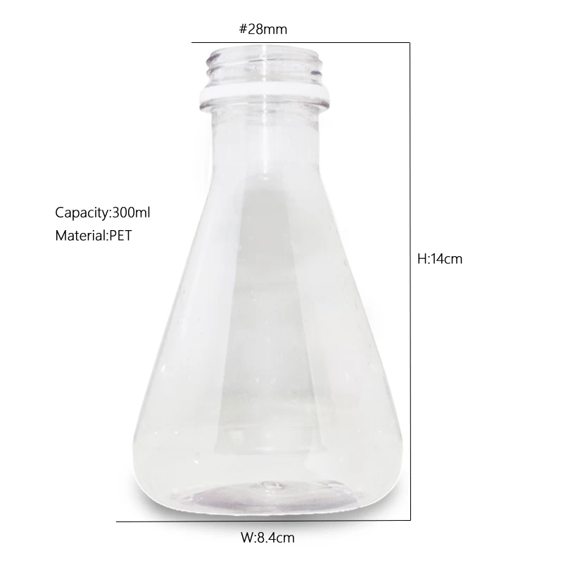 Conical Shape 10 oz 300ml Plastic Juice Bottles