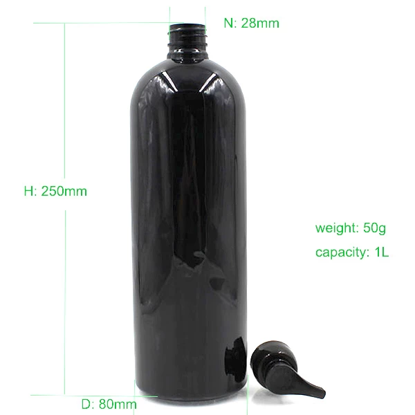 Plastic zwarte 1000 ml lotionfles