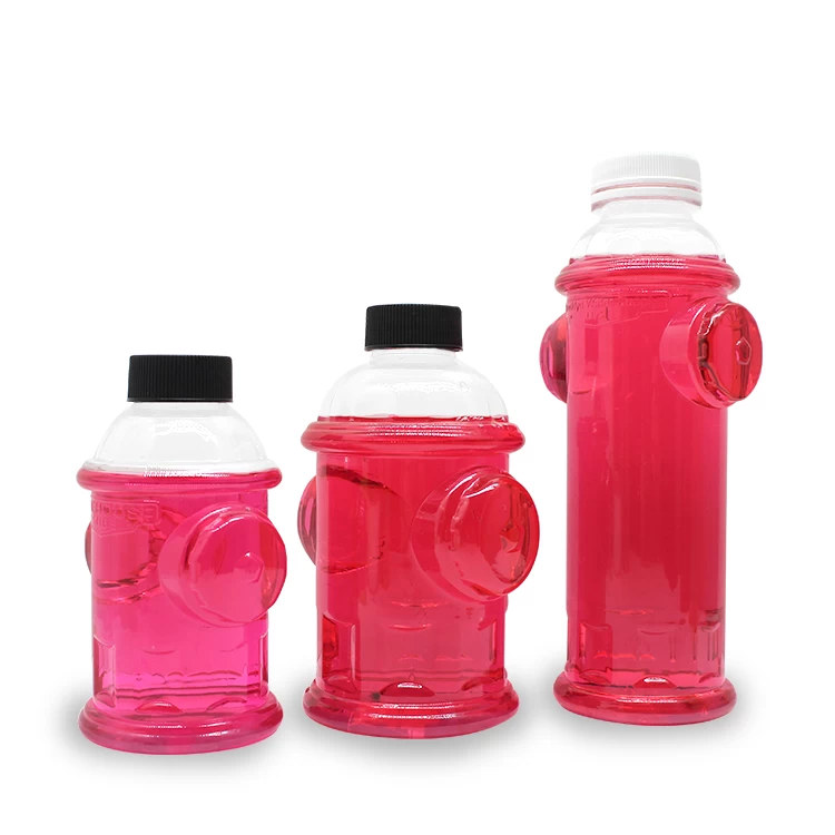 Fire Hydrant Design 300ml 460ml 470ml Clear PET Plastic Juice Bottle
