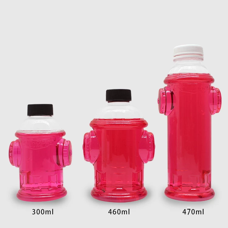Fire Hydrant Design 300ml 460ml 470ml Clear PET Plastic Juice Bottle