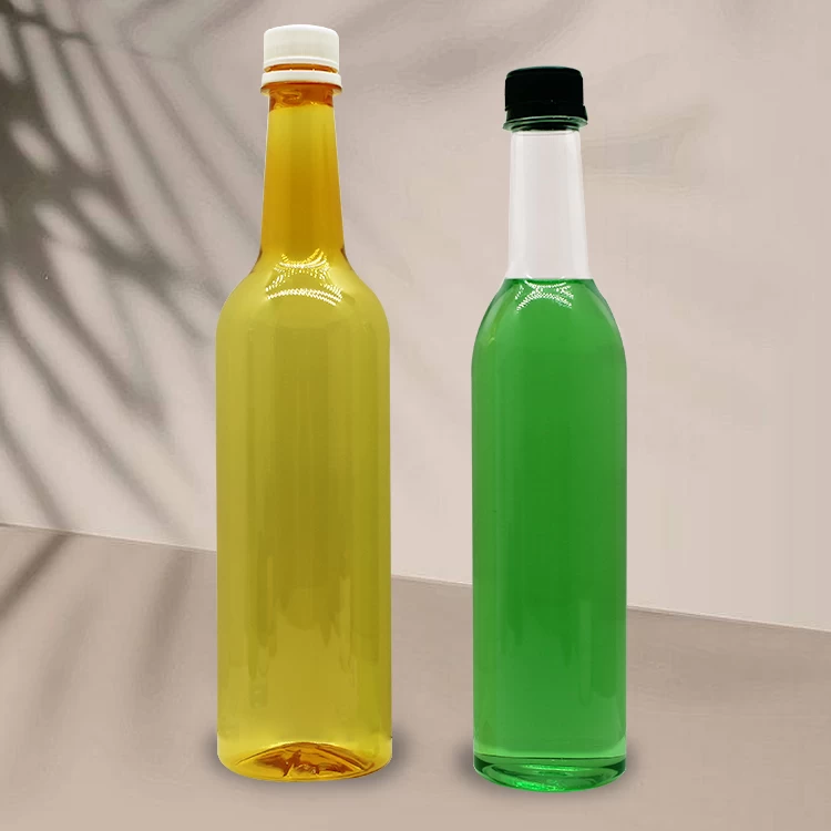 Bouteilles de vin en plastique transparentes vides rondes à long cou 500ml 750ml