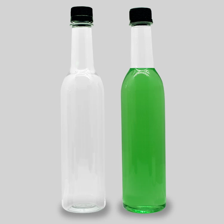 China Long Neck Round Empty Transparent 500ml 750ml Plastic Wine Bottles manufacturer