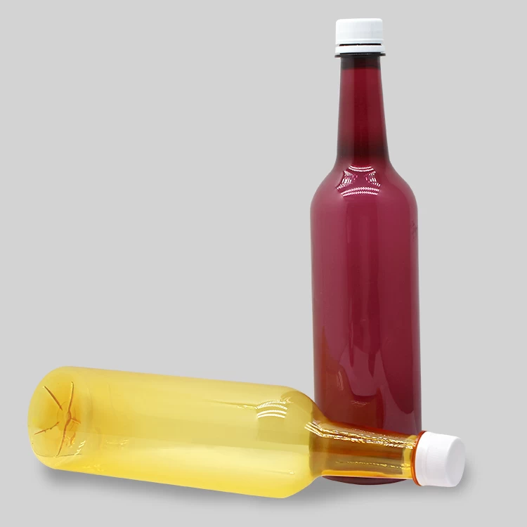 China Long Neck Round Empty Transparent 500ml 750ml Plastic Wine Bottles manufacturer