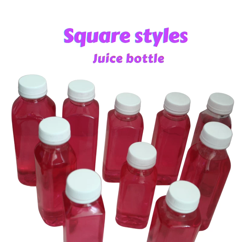 PET Plastic Bottle Supplier Empty Square Plastic Juice Bottle With 38mm Cap