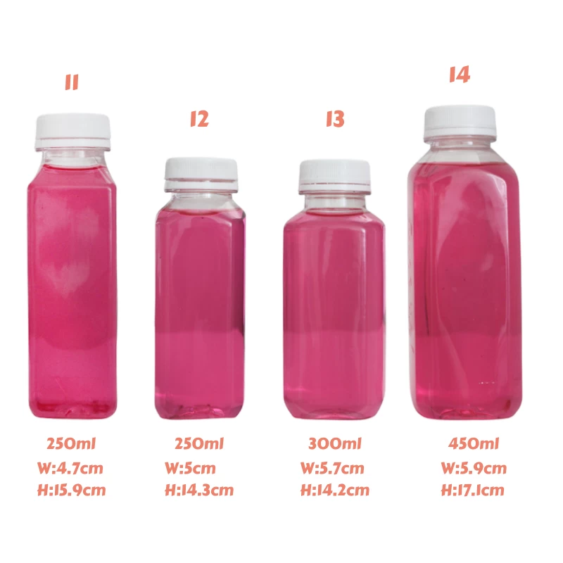 China PET Plastic Bottle Supplier Empty Square Plastic Juice Bottle With 38mm Cap manufacturer