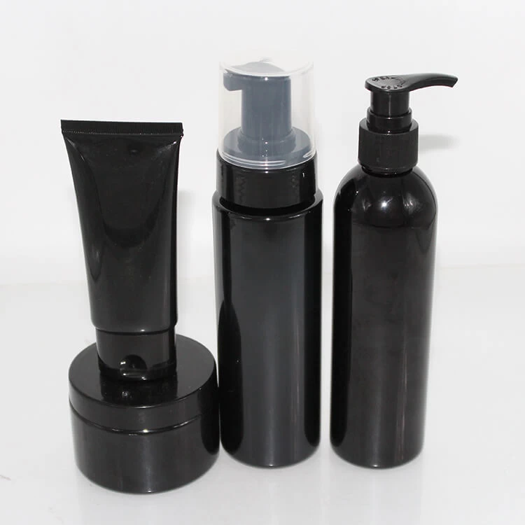 黑色化妆品塑料瓶和罐