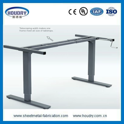 Cleaner safer adjustable hand crank standing desk with steel handle