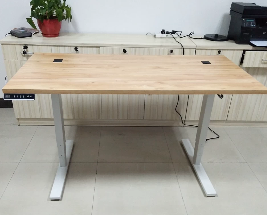 Wood table top adjustable height desk electric height adjustable office desk