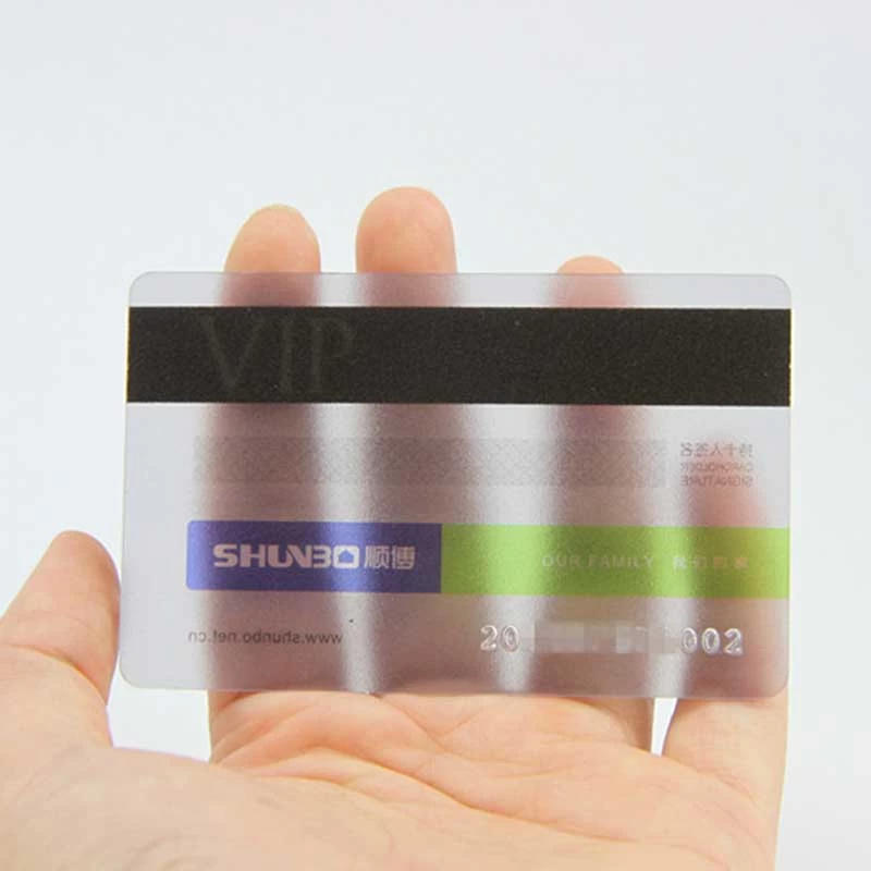 Wholesale high quality frosted transparent printed PVC card with magnetic stripe